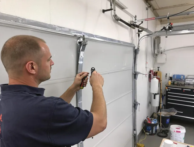 Before and after garage door dent repair by Winchester Garage Door Repair in Winchester