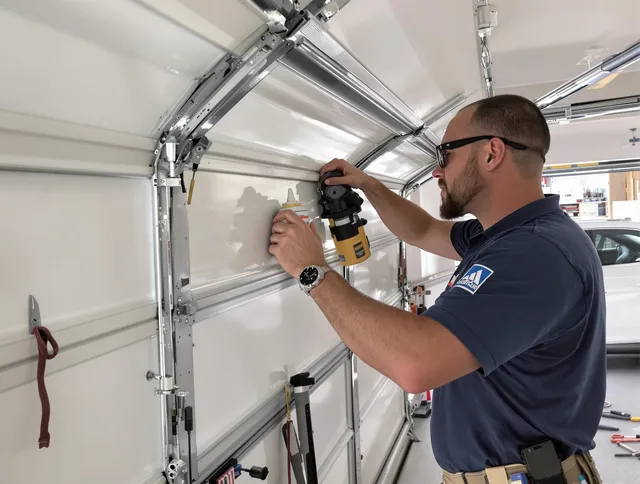 Winchester Garage Door Repair technician quieting a noisy garage door in Winchester