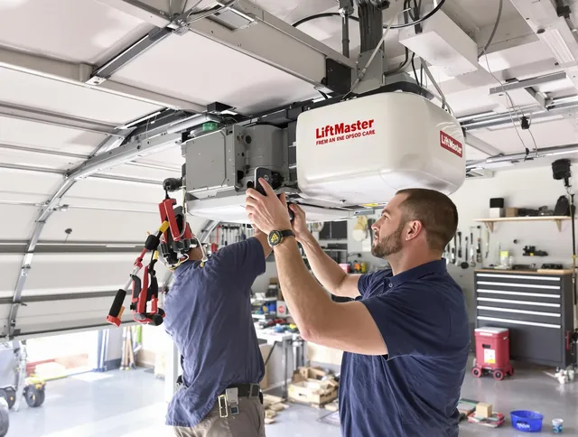 Winchester Garage Door Repair technician performing advanced diagnostics on garage opener in Winchester